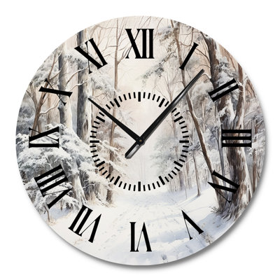 Winter Forest Snow Charm Landscape - Snow Black Face Wall Clock