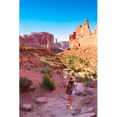 Boivin Woman On Solo Hike - Wrapped Canvas Print