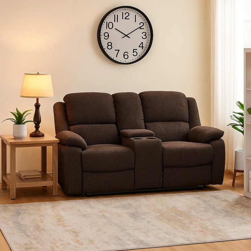 Zslater Chenille Pillow Top Arm Reclining Loveseat, 39" H x 70" W x 39" D, Brown Chenille