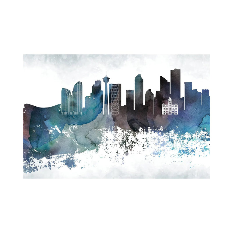 Calgary Bluish Skyline - Wrapped Canvas Print, 20.32cm H x 30.48cm W