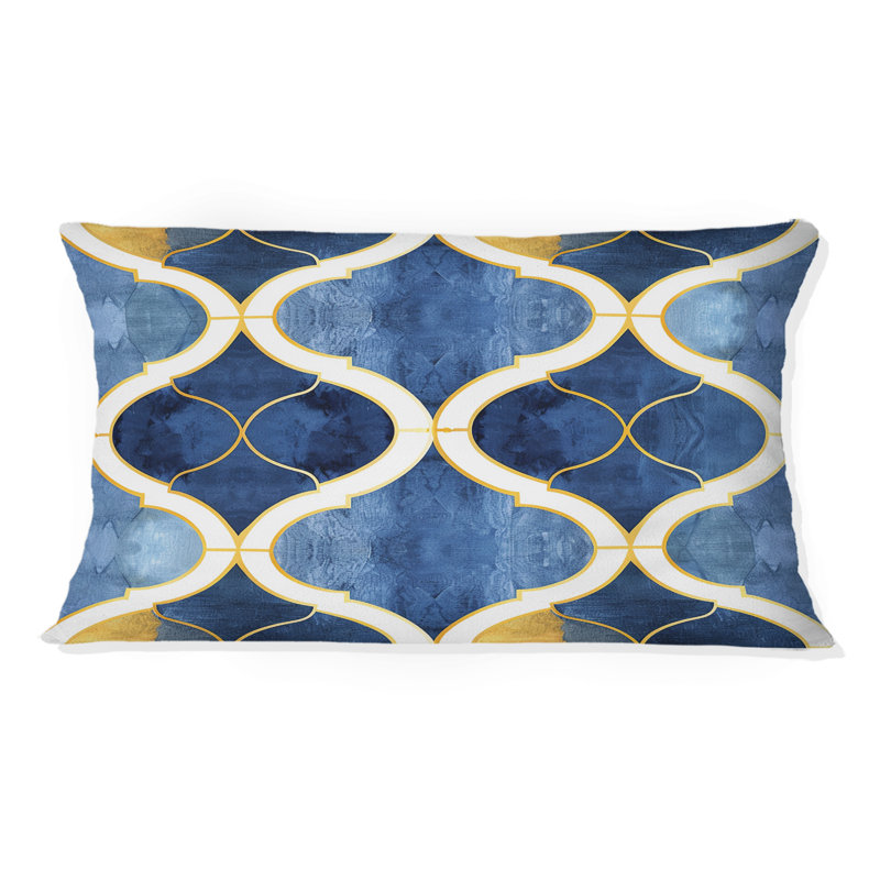 Coussin lombaire bleu Modern Trellis IV - Modern