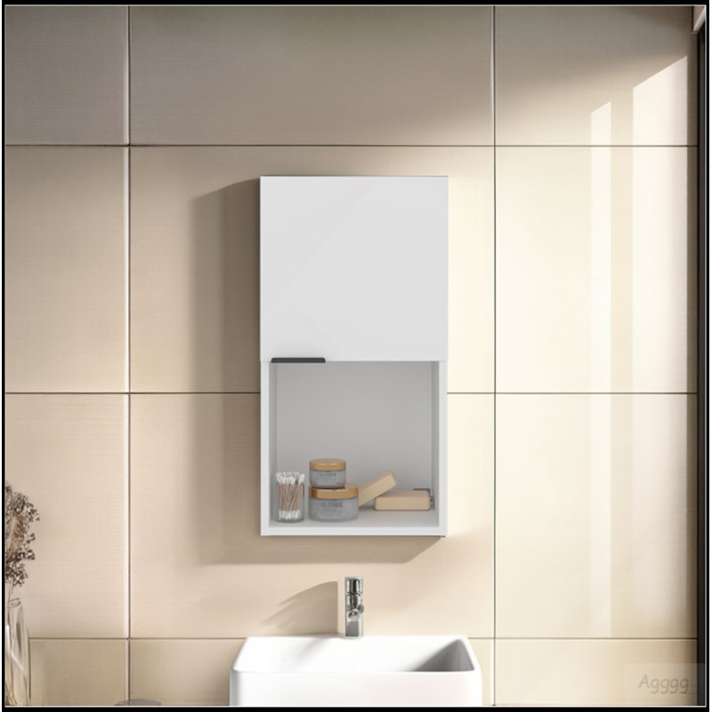 FM FURNITURE Wall-Mounted Bathroom Cabinet With Hidden Storage And Open Compartment, White