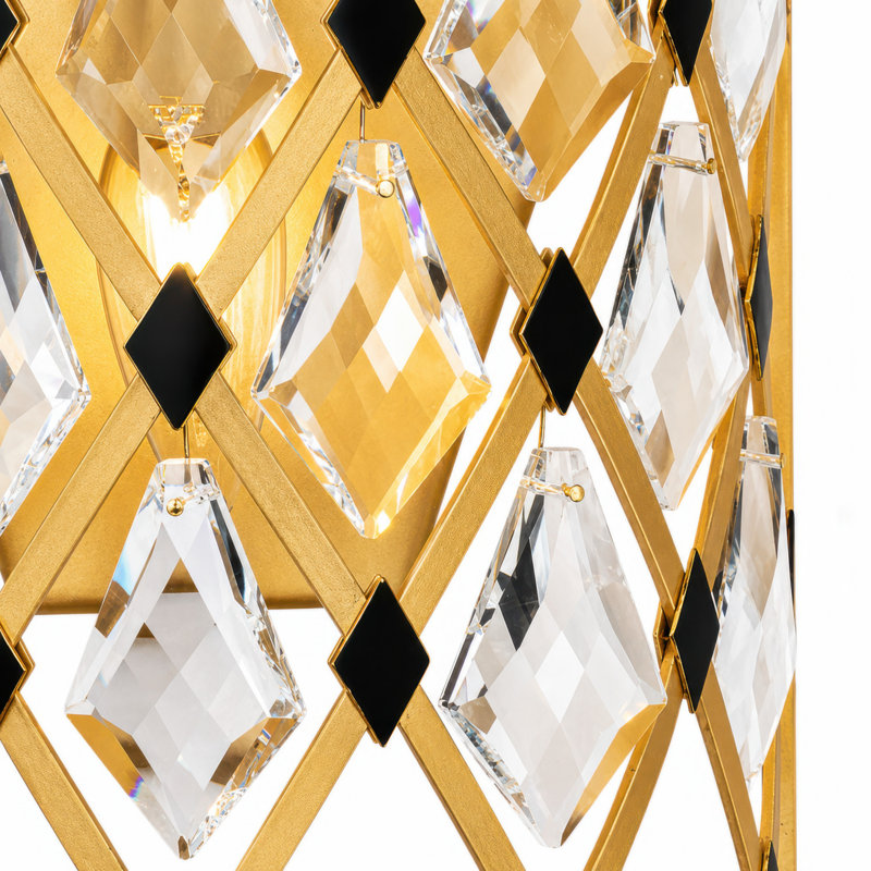 Windsor 2-Light Wall Sconce – French Gold/Matte Black, French Gold/Matte Black, 8" W x 17" H x 4.5" D