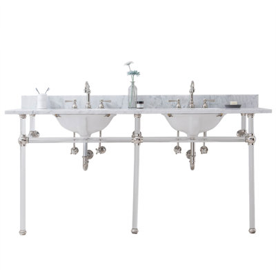 Empire Stone Oval Console Bathroom Sink with Faucet and Overflow