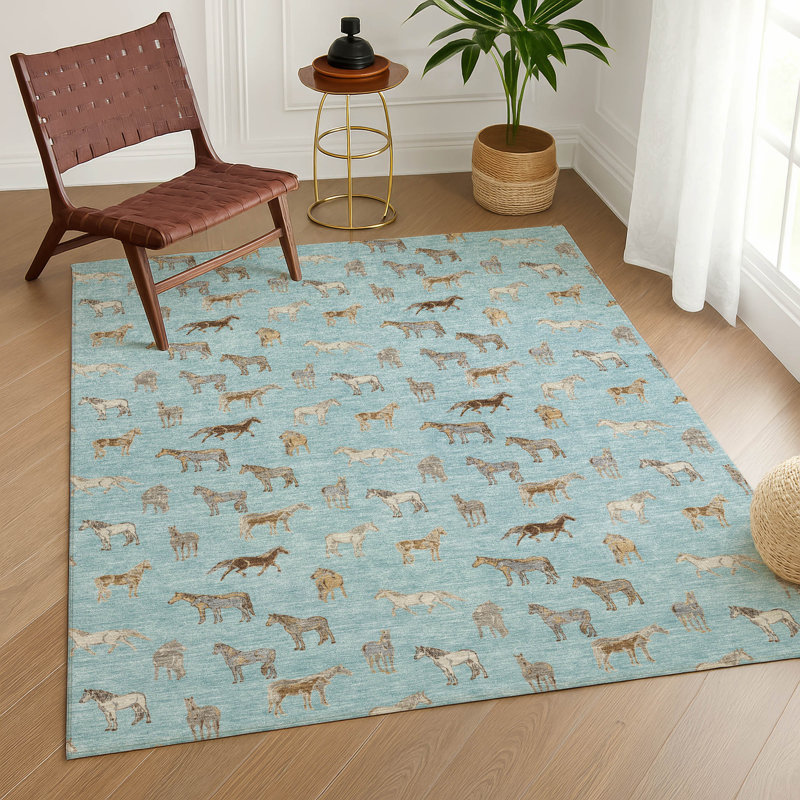 Tapis intérieur / extérieur lavable à la machine Chantille ACN2521, Ciel, Rectangulaire 8 pi x 10 pi