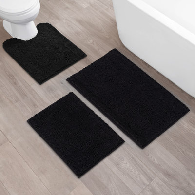 Chenille Super Soft Absorbent Microfiber Non-Slip 3-Piece Bath Rug