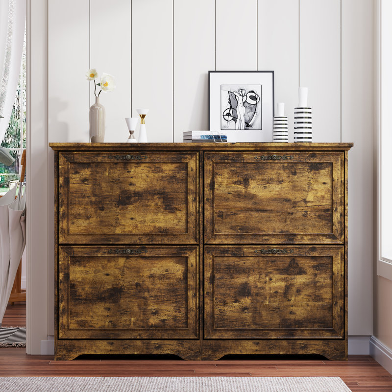 4-Door Shoe Storage Cabinet, Brown