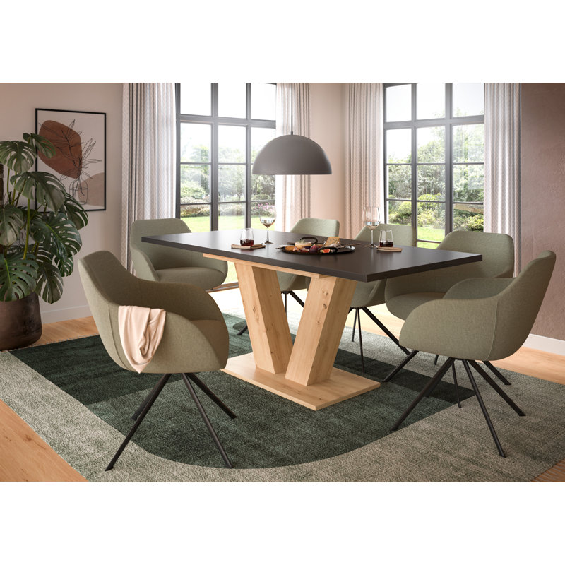 Tavaris Oak Dining Table, Oak Wood/Grey