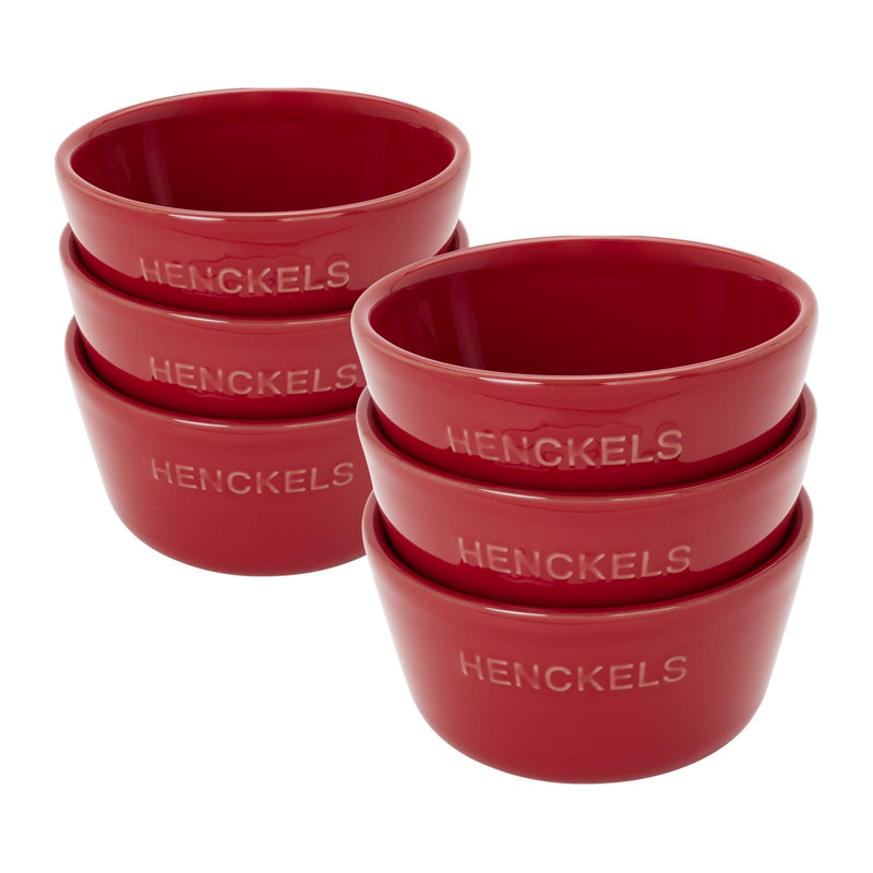 Ceramic 6 Piece Round Bakeware Set, Red