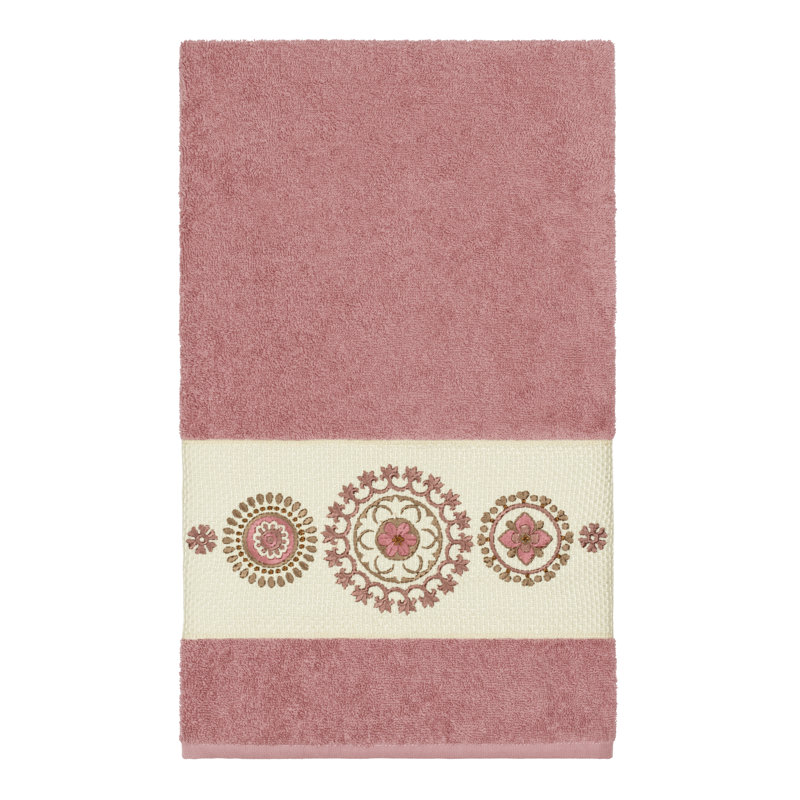 Serviette de bain en coton turc Isabelle, Thé rose
