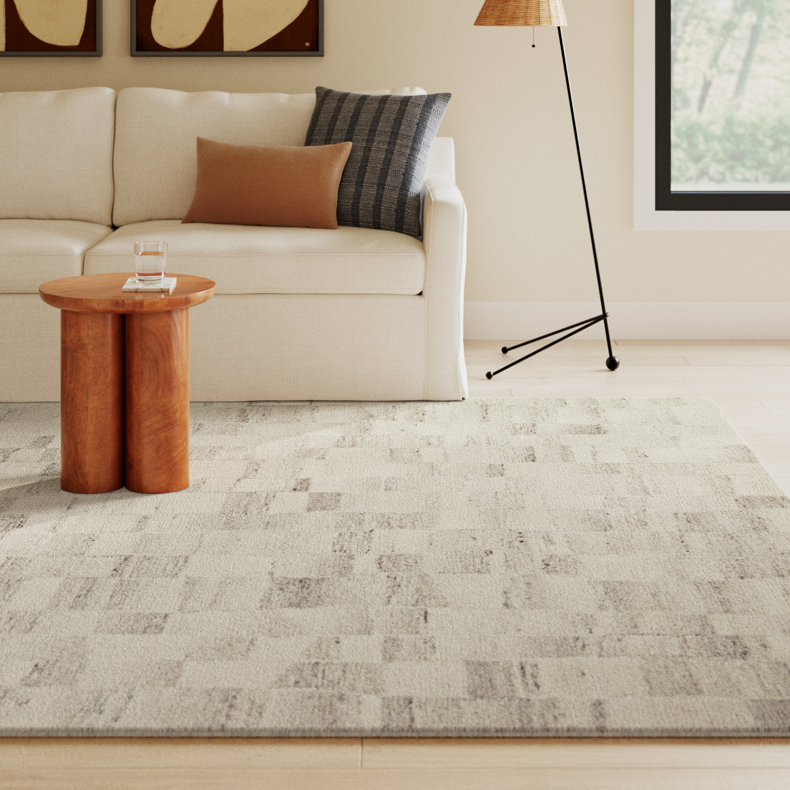 Amber Lewis x Loloi Rocky Ivory Silver Abstract Rug, Rectangle 7'9" x 9'9"