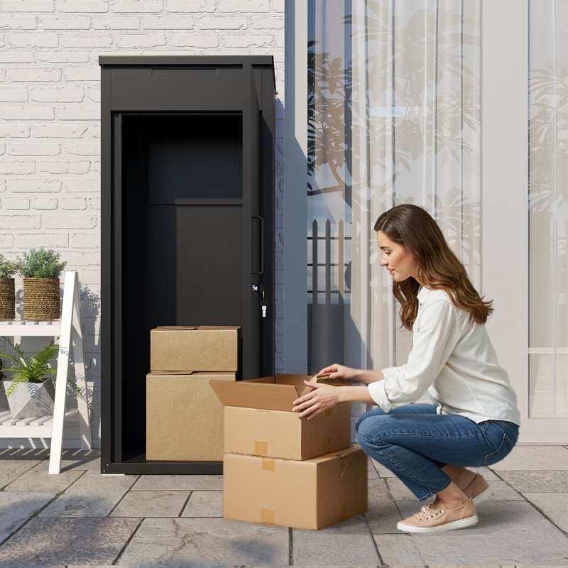 Express Delivery Boxes For Outside, Black, 47.2"H x 19.7"W x 19.7"D