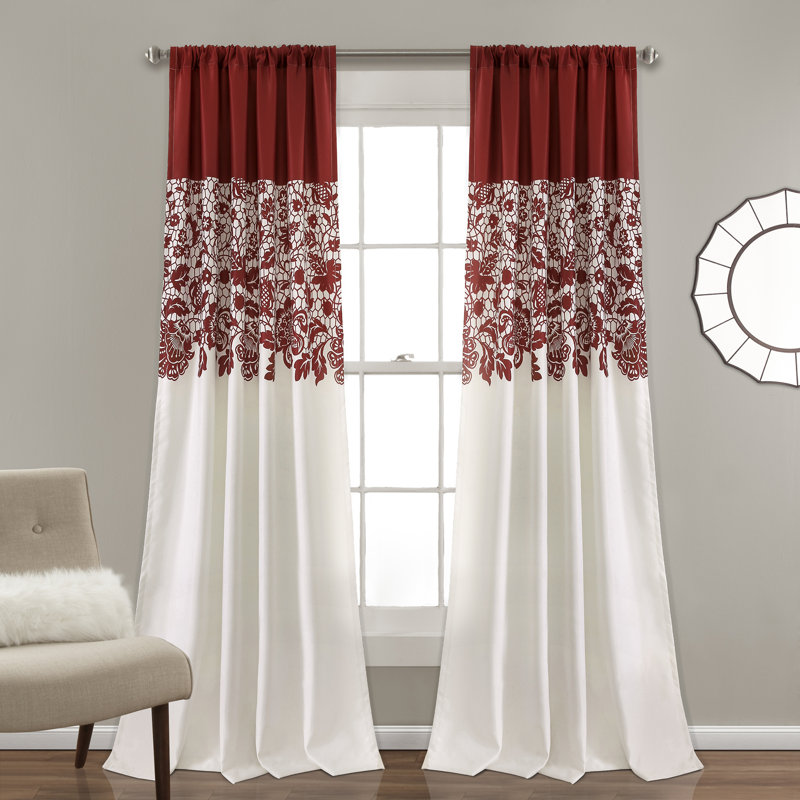 Estate Garden Print Room Darkening Curtain Pair, Red, 52" x 84"