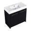 Armoire de salle de bain 36 po avec lavabo en résine et porte de fermeture sans tracas - meuble-lavabo autoportant en châtaignier noir et design 36 po