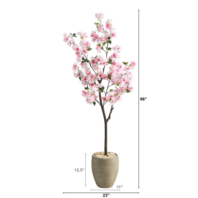 Fleur de cerisier artificiel 66 po en pot