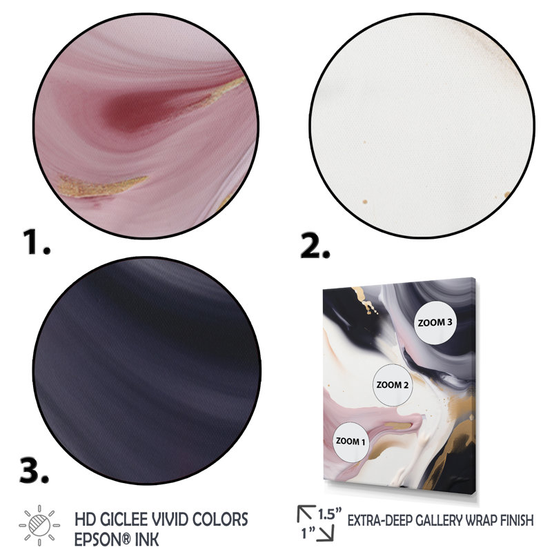 «Rose and Blue Transcendent Beauty In Marble Art VI», reproduction abstraite sur toile marbrée, H 20 po x l 12 po x P 1 po