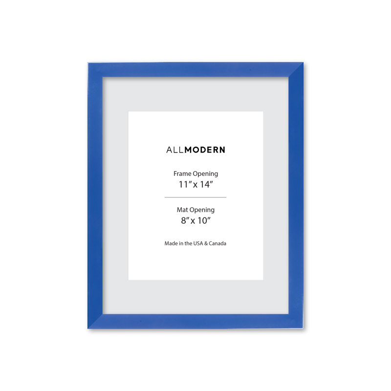 Cadre photo en bois massif Williston, L 12,75 po x H 15,75 po, Bleu port maritime, Oui
