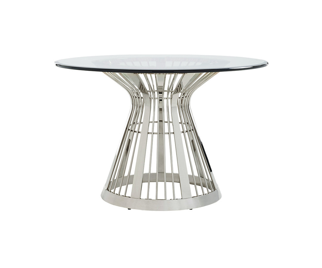 Ariana Riviera Stainless Dining Table with Glass Top Lexington