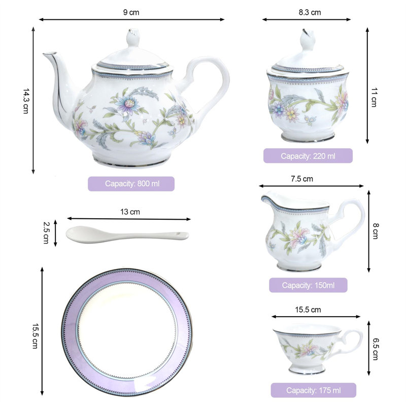 DNGJU 28oz. Floral Teapot Set
