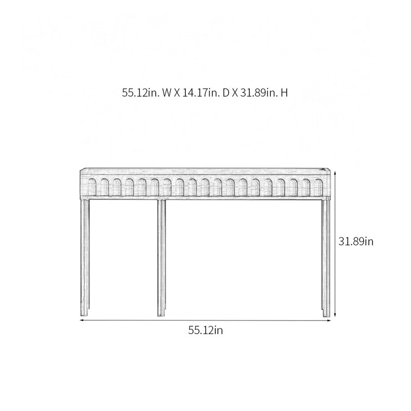 Console rétro avec 2 tiroirs, H 31,89 po x l 55,12 po x P 14,17 po
