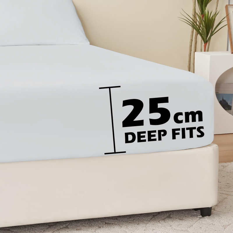 Leila Microfiber 25cm Deep Pocket Fitted Bed Sheet, Single (3'), Silver