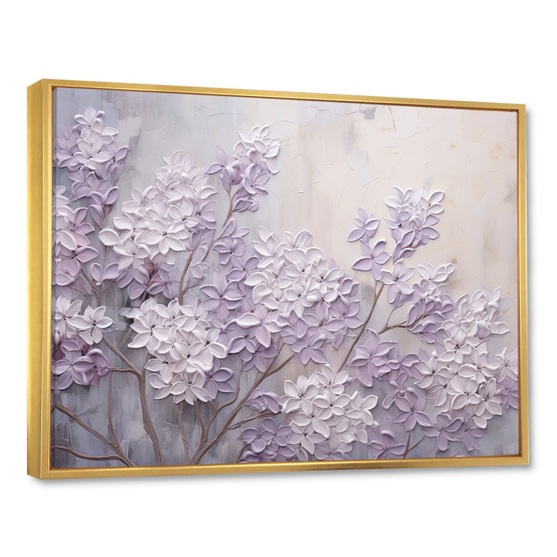 Blooming Lilac Melody I On Canvas Print, 24" H x 32" W, Floater Framed Print, Gold