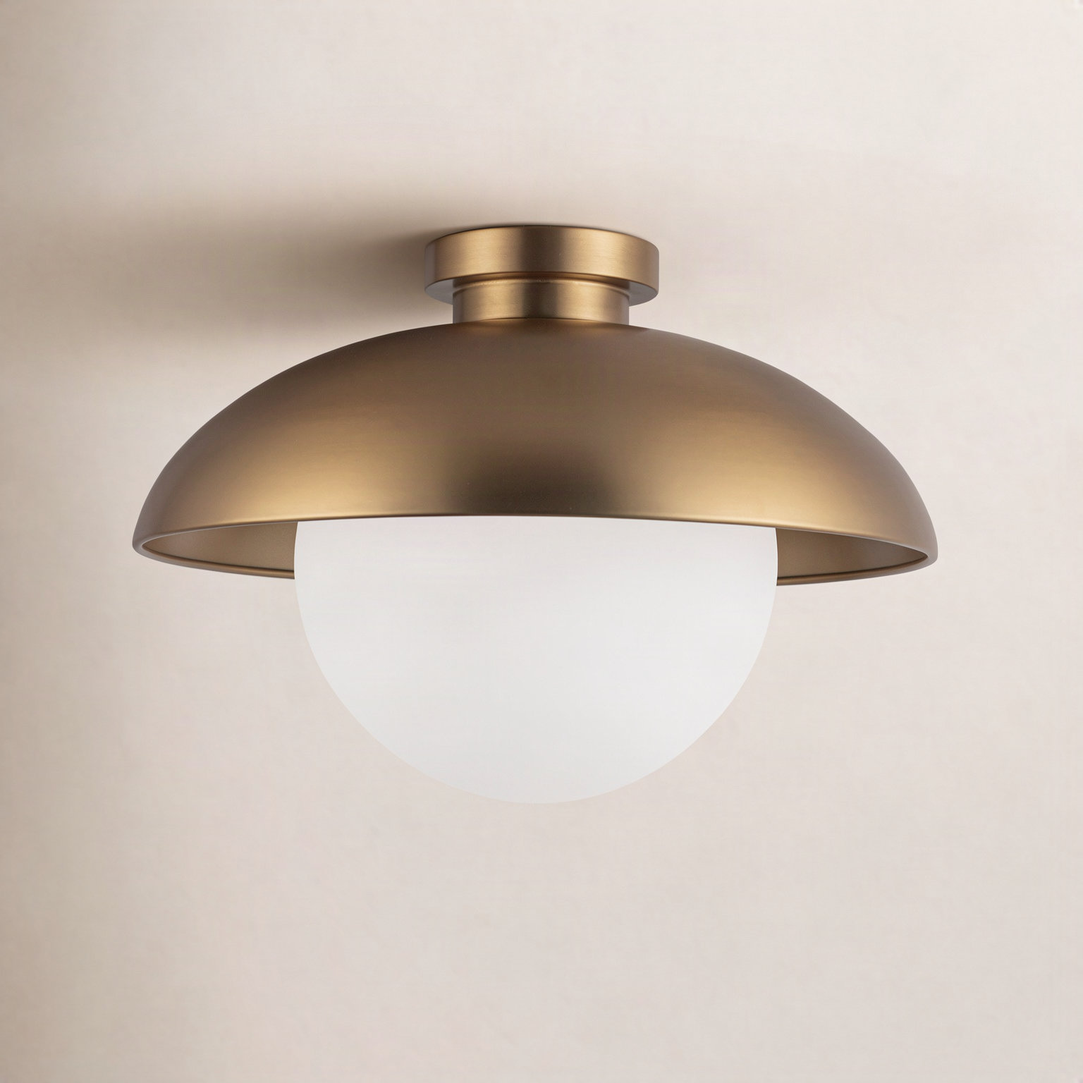 Alessia Single Light Flush Mount, Aged Gold, 7" H x 10.875" W x 10.875" D