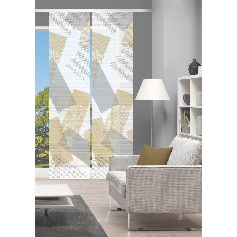 Semi Sheer Sliding Panel Pair, Golden