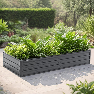 6X3x1 FT Metal Raised Garden Bed Outdoor Reinforced Galvanized Rustproof Colored Steel Planter Boxes For Vegetables, Raised Beds For Growing Flowers Herbs Succulents