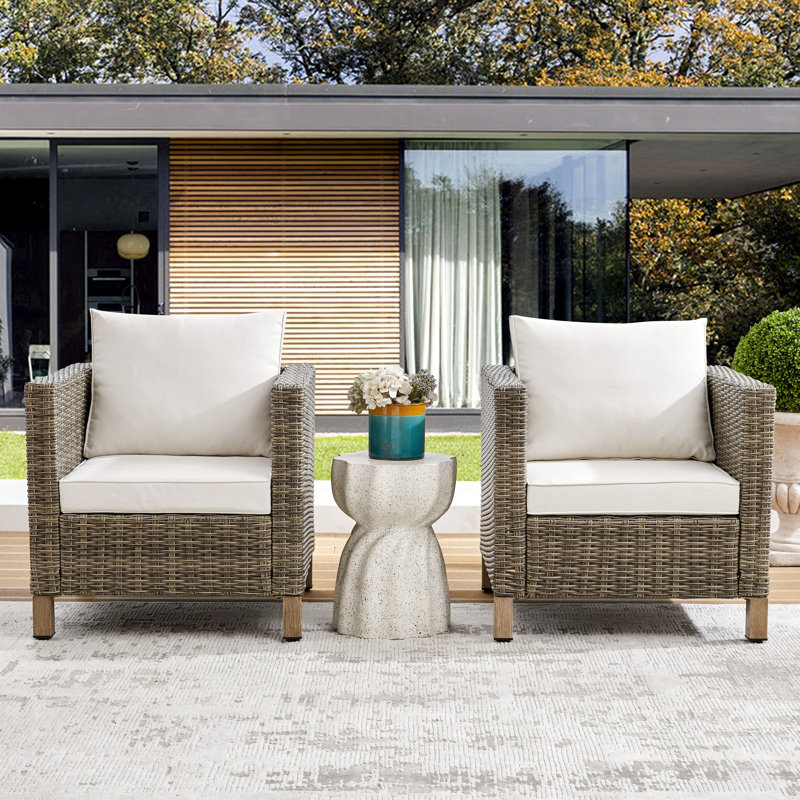 Chaises de patio pour l'extérieur avec coussins, Blanc