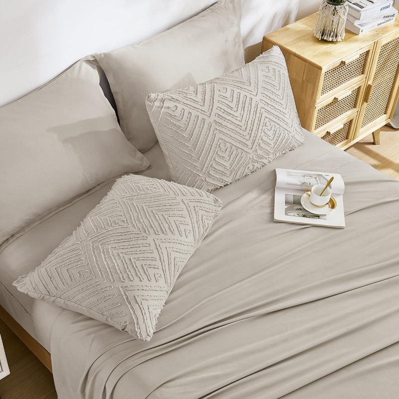Andency Oversized King Size Comforter Set 7 Pieces Linen - Bed in a Bag Oversized King Boho Lightweight Fluffy Tufted Bedding Sets with Comforter, Sheets, Pillowcases & Shams