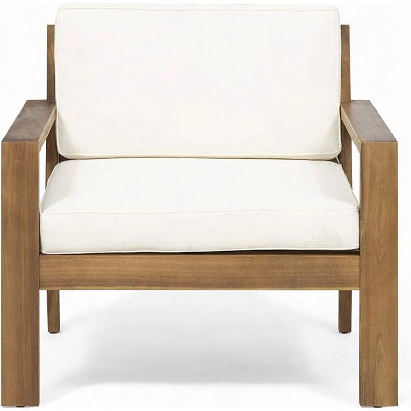Fauteuils club d'extérieur en bois d'acacia avec coussins
