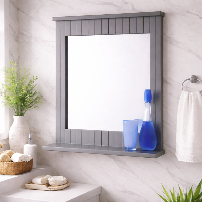 Desislava Flat Vanity Mirror with Shelves