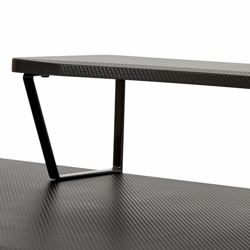 AeroDynamic 46" Black Gaming Desk with Cup Holder & Headphone Hook