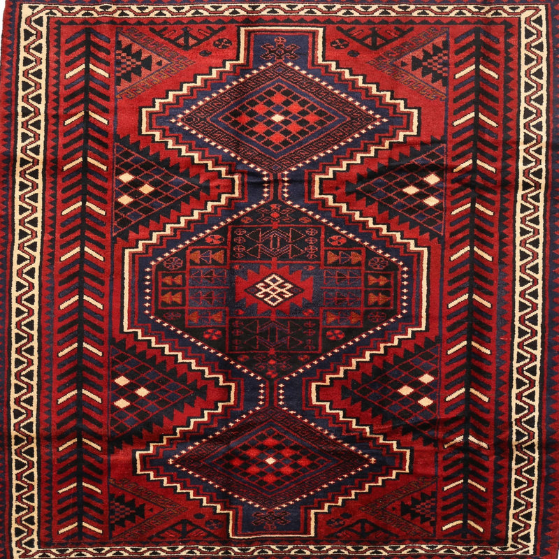 Tapis traditionnel rouge / brun Assaf, Carré 4 pi