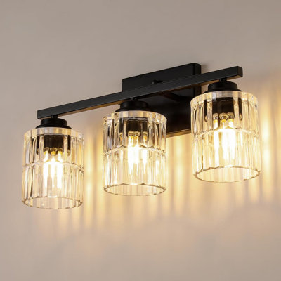 19 Inch Bathroom Light Fixtures,Modern 3-Light Brushed Black Vanity Lights