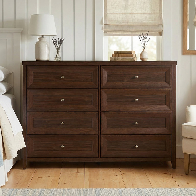 Cleckheat 58'' W 8-Drawer Dresser, Mahogany Brown
