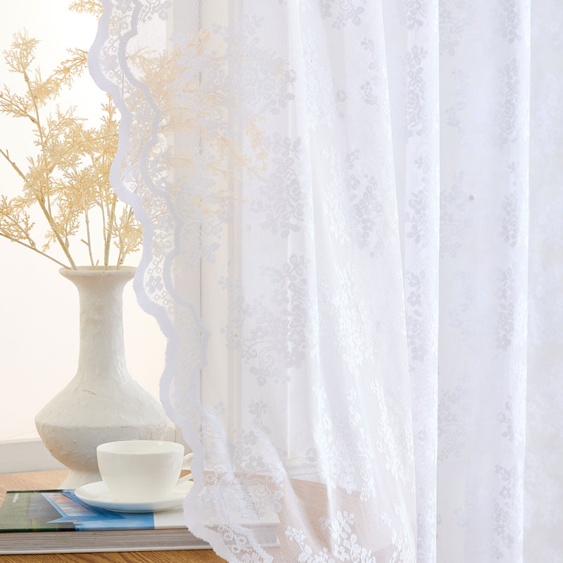 Rideau semi-transparent avec passe-tringle Palomares, Blanc, L 54 po x L 84 po
