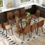 Ensemble de table à manger moderne 9 pièces, table en verre 71 po avec 8 chaises rembourrées, mobilier de cuisine rectangulaire pour économiser de l'espace-726673999