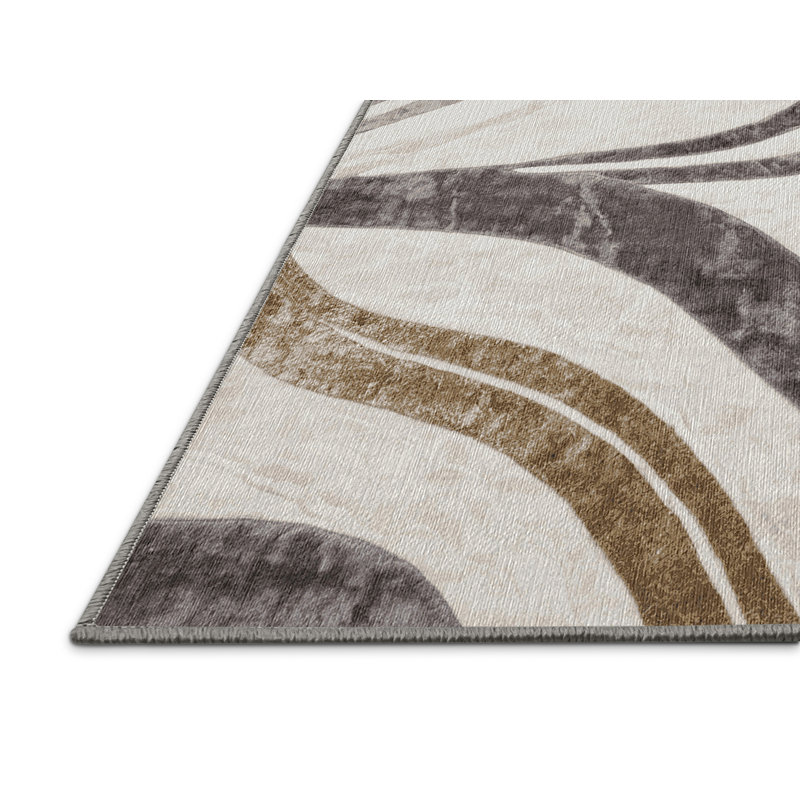 Tapis gris lavable à la machine, Rond 6 pi