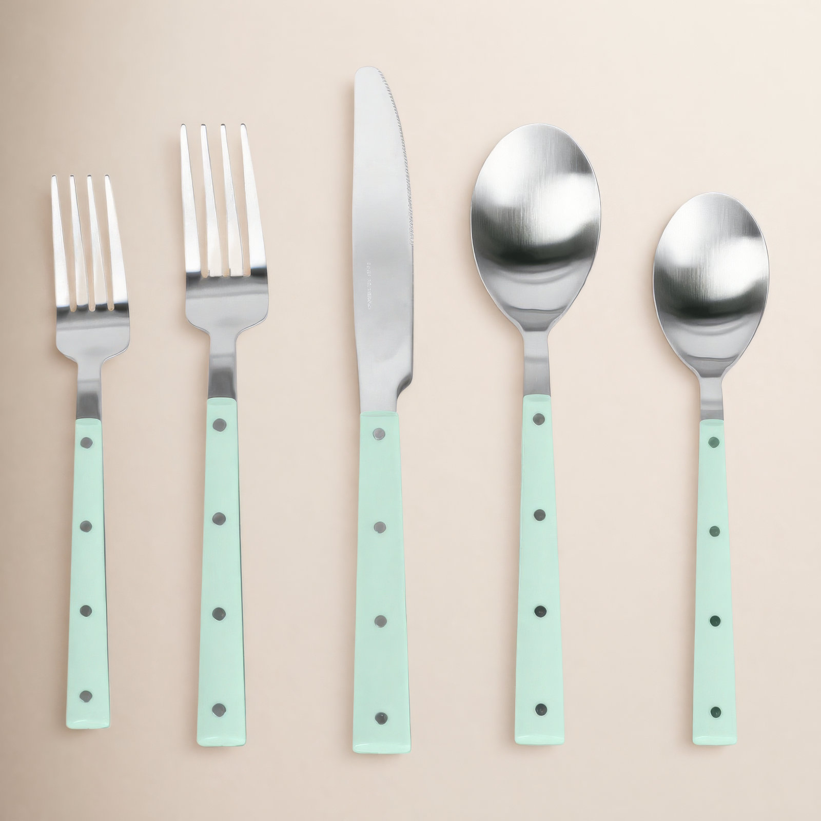Marti Stainless Steel Flatware - Set of 5, Green