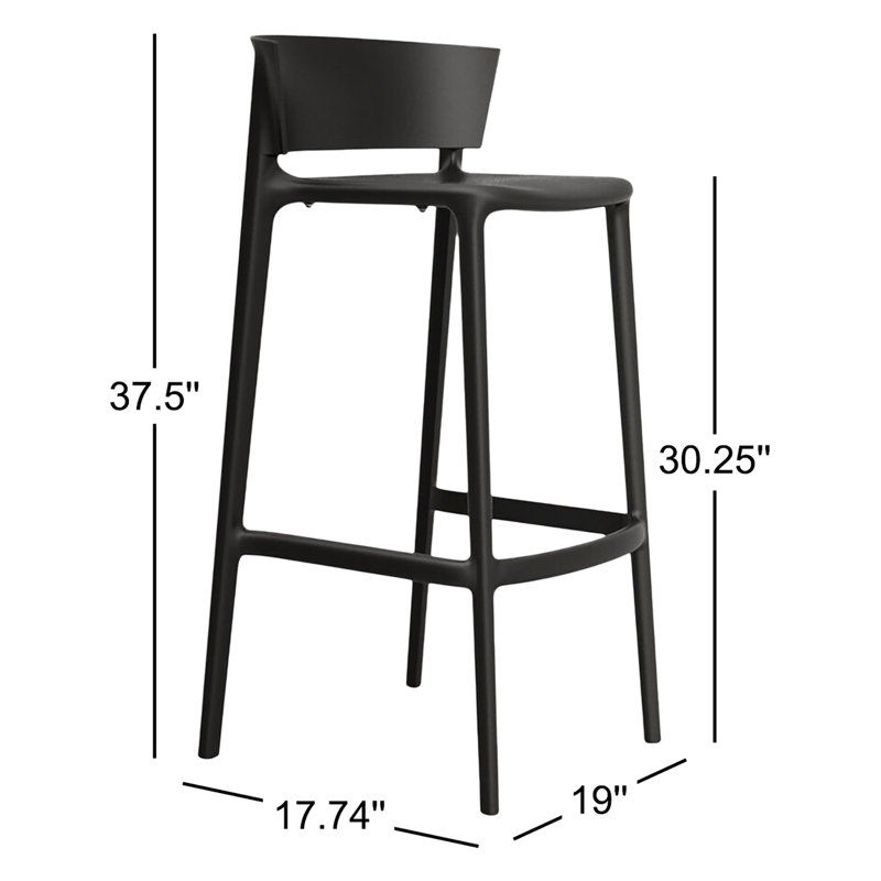 Africa Bar / Counter Stool (Indoor/Outdoor), Black, Bar Stool (30'' Seat Height)