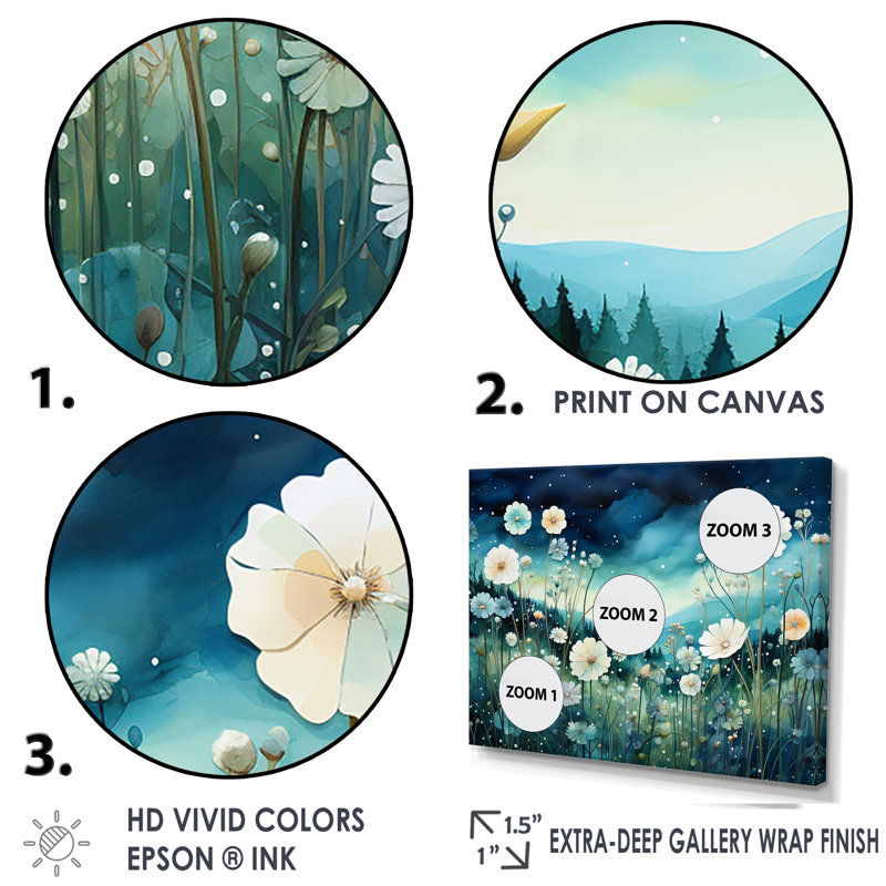 Misty Flower Meadows IV, Cadre naturel flottant, H 30 po x l 40 po x P 0,5 po