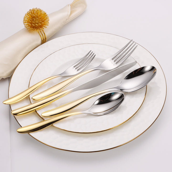 20 Pc Flatware Set Graduating with Wavy Handle