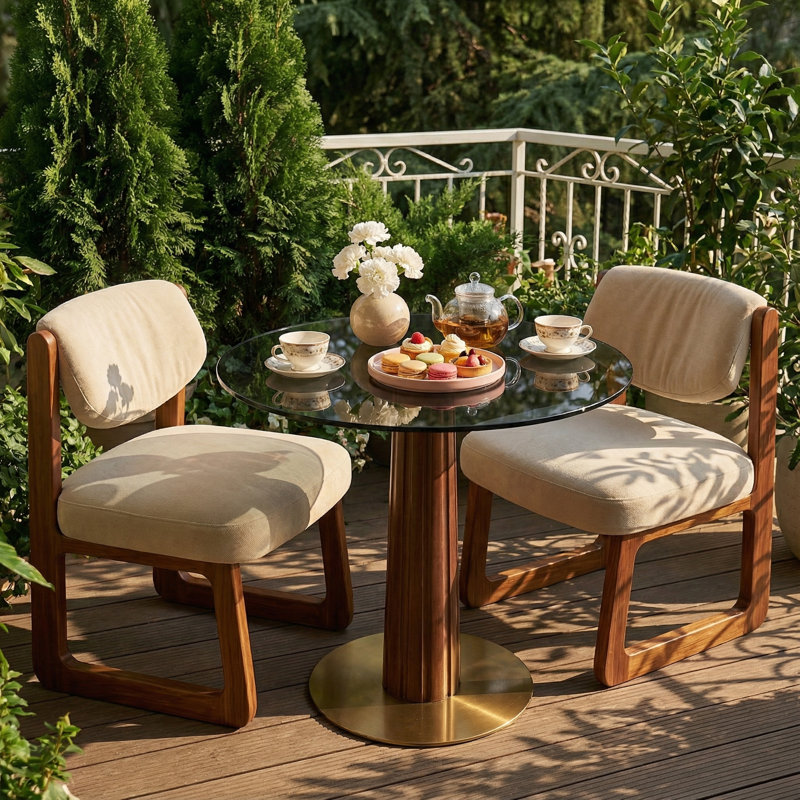 Ensemble de table de salle à manger 33,5 pouces moderne avec plateau en pierre, piédestal en bois massif et chaises réglables rembourrées