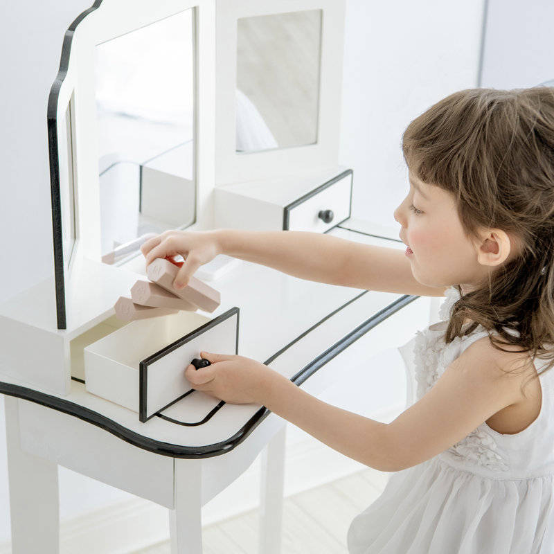 Kids Vanity Set with Mirror, White