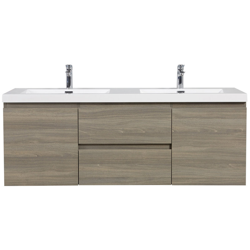 Meuble-lavabo flottant 59 po avec lavabo double 59 po