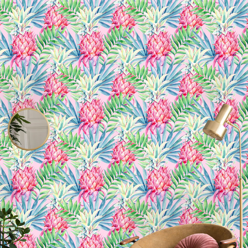 Rouleau de papier peint adhésif Batista Pineapples, L 16,67 po x l 25 po