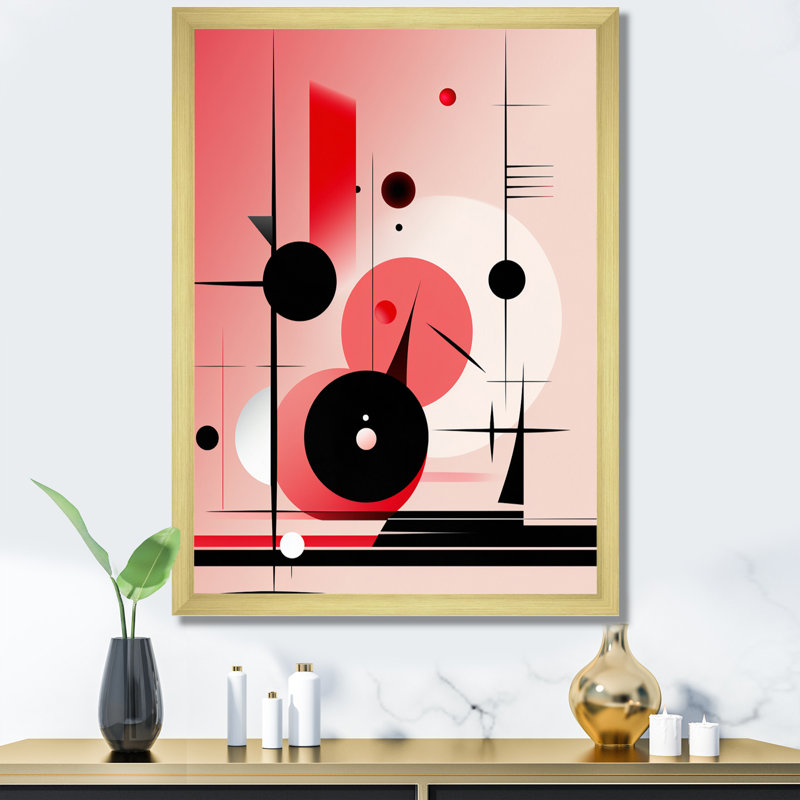 «In The Know Circular Geometrics» - impression sur toile géométrique moderne, Cadre doré simple, H 32 po x l 16 po x P 1 po