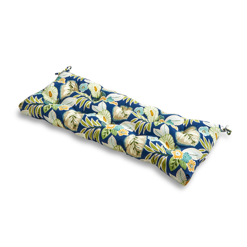 Shipton Outdoor Bench Seat Cushion, Marlow Blue Floral, 5", 51" W x 18" D